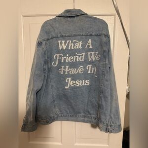 Denim Jacket with Inspirational Text